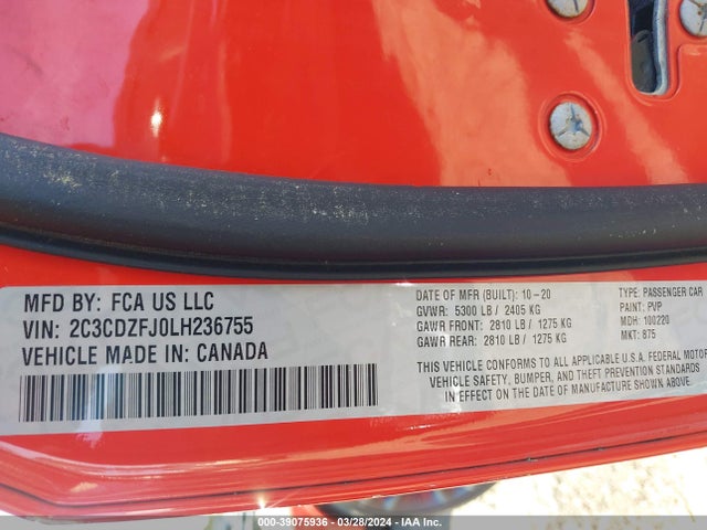Dodge Challenger R/t Scat Pack 2020 2C3CDZFJ0LH236755 Image 9