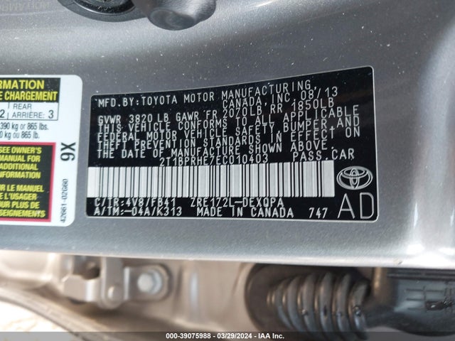 Toyota Corolla Le Eco 2014 2T1BPRHE7EC010403 Image 9