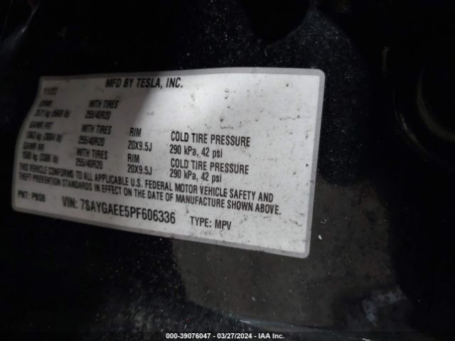 7SAYGAEE5PF606336 Tesla Model Y