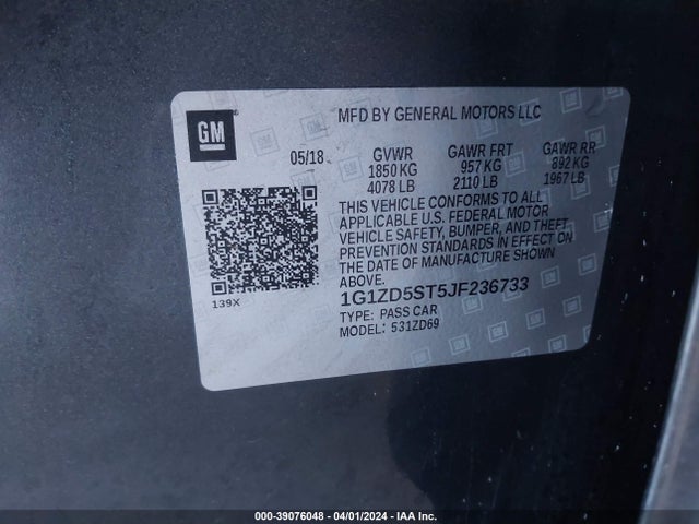 Chevrolet MALIBU LT 2018 1G1ZD5ST5JF236733 Image 9