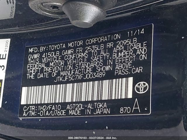 JTKJF5C7XFJ003489 Scion TC