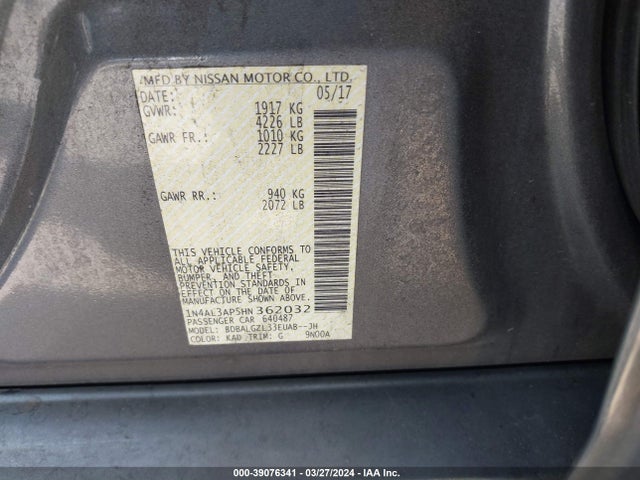 Nissan Altima 2.5 S 2017 1N4AL3AP5HN362032 Image 9