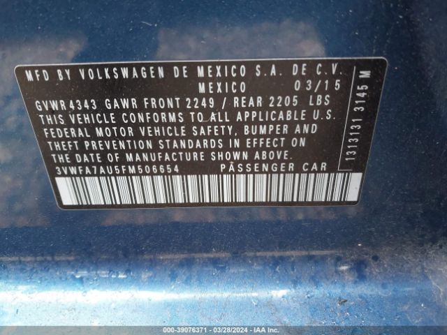 3VWFA7AU5FM506654 Volkswagen Golf Sportwagen Tdi S 4-door