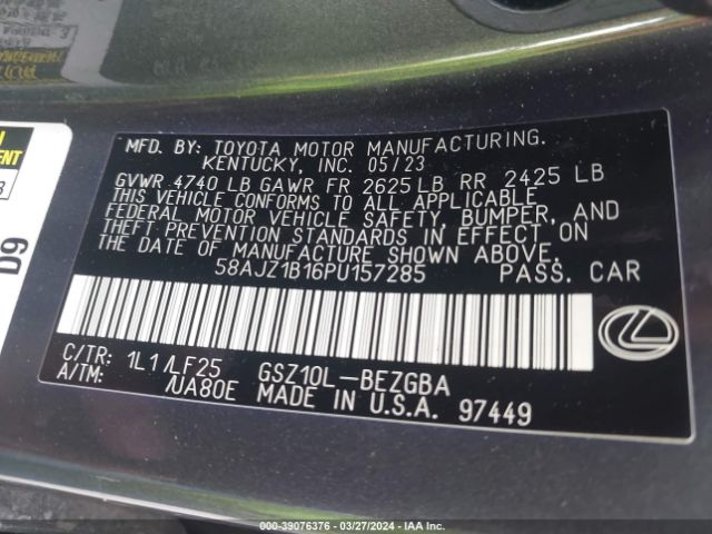 58AJZ1B16PU157285 Lexus Es 350 F Sport Handling