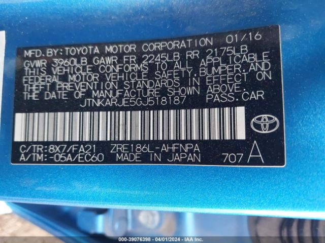 JTNKARJE5GJ518187 Scion IM