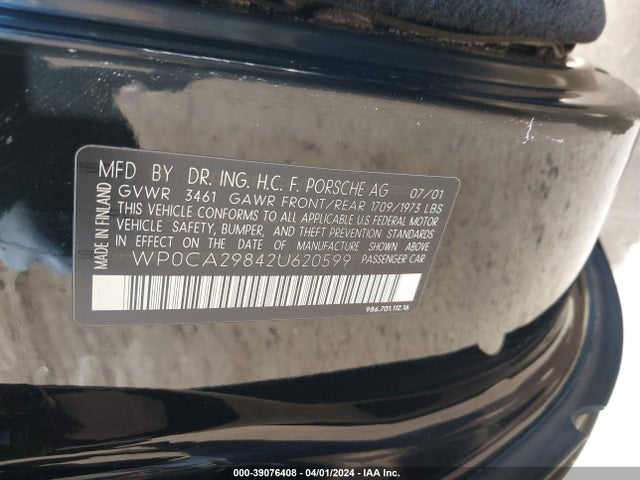 2002 PORSCHE BOXSTER WP0CA29842U620599 Photo 8