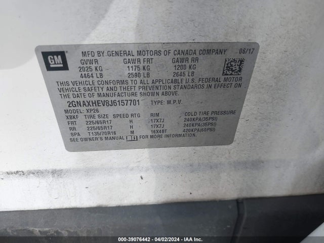 Chevrolet EQUINOX LS 2018 2GNAXHEV8J6157701 Image 9