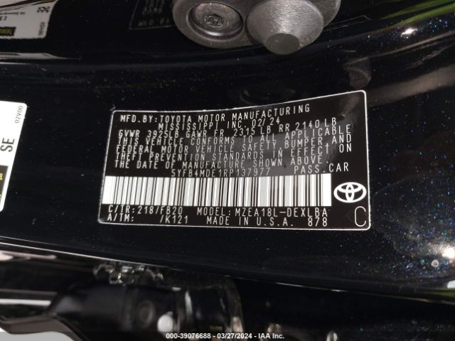 5YFB4MDE1RP137977 Toyota COROLLA LE