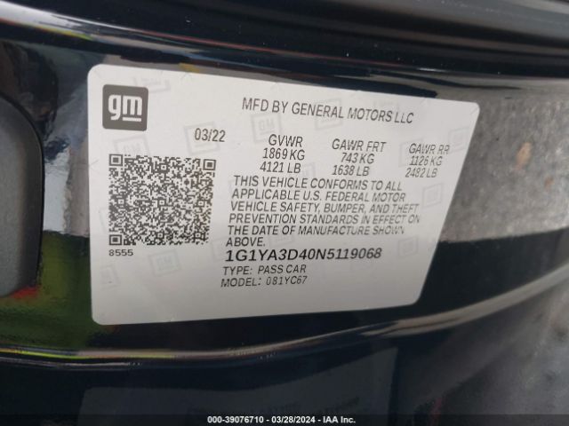 2022 CHEVROLET CORVETTE STINGRAY 1G1YA3D40N5119068 Photo 8