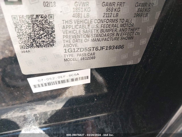 Chevrolet MALIBU LT 2018 1G1ZD5ST6JF193486 Image 9