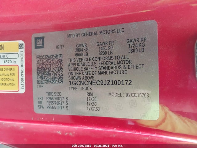 Chevrolet Silverado 1500 Wt 2018 1GCNCNEC9JZ100172 Image 9