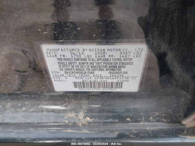 Nissan Versa 1.6 Sv 2014 3N1CN7AP2EL817342 Image 9
