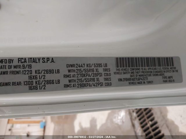 ZFBHRFAB7L6P43271 RAM Promaster City Tradesman