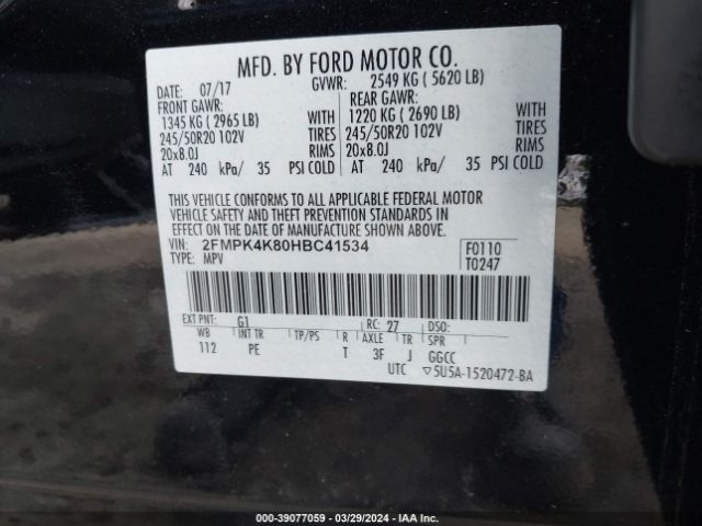 2017 FORD EDGE 2FMPK4K80HBC41534 Photo 8