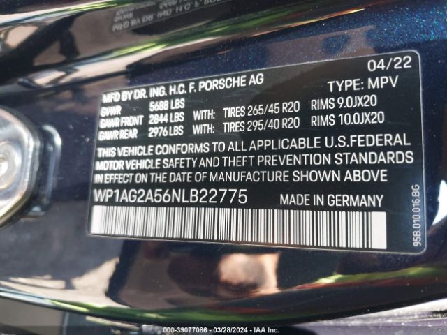2022 PORSCHE MACAN WP1AG2A56NLB22775 Photo 8
