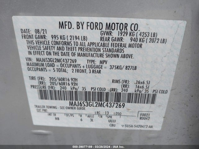 Ford Ecosport Se 2021 MAJ6S3GL2MC437269 Image 9