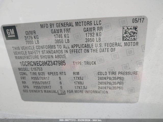 Chevrolet Silverado 1500 Wt 2017 1GCRCNEC8HZ347985 Image 9