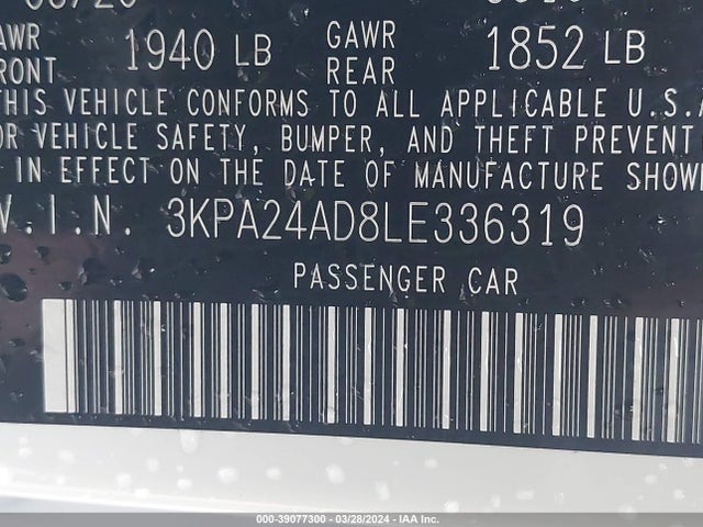 KIA RIO S 2020 3KPA24AD8LE336319 Image 9