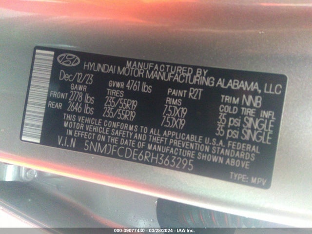 Hyundai TUCSON SEL 2024 5NMJFCDE6RH363295 Image 9