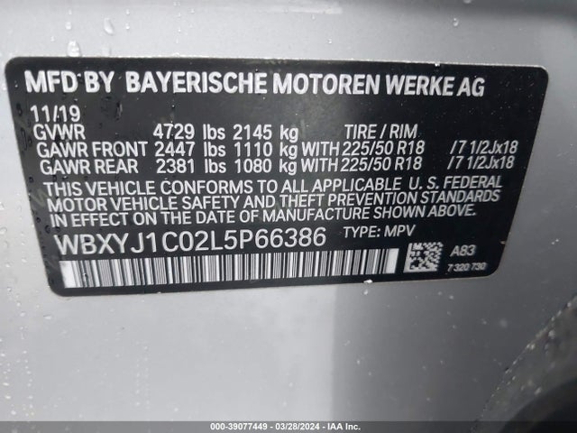 WBXYJ1C02L5P66386 BMW X2 Xdrive28i