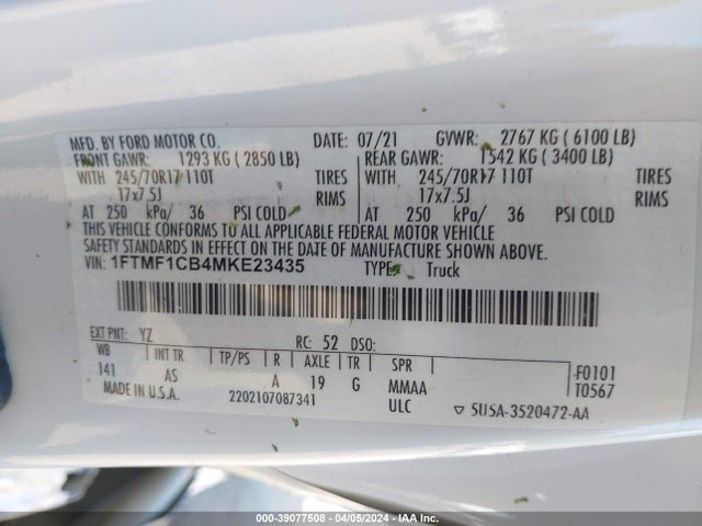 Ford F-150 Xl 2021 1FTMF1CB4MKE23435 Image 9