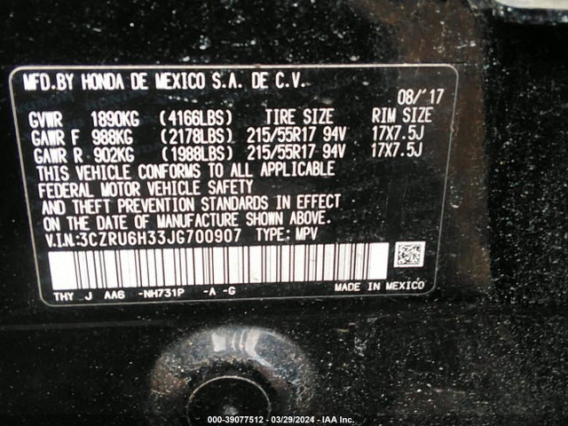 Honda HR-V LX 2018 3CZRU6H33JG700907 Image 9
