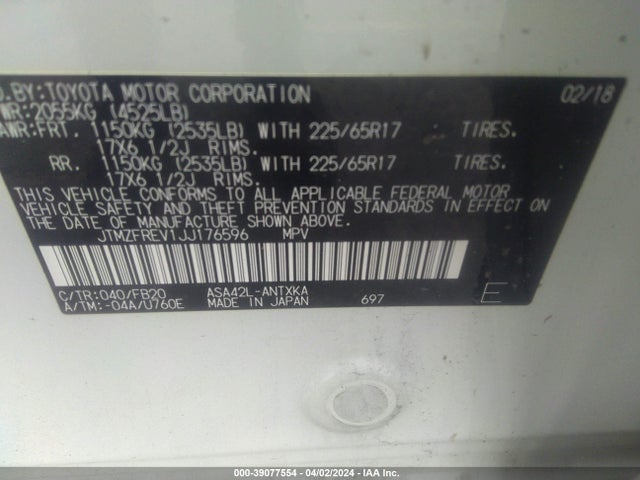 Toyota RAV4 LE 2018 JTMZFREV1JJ176596 Image 9