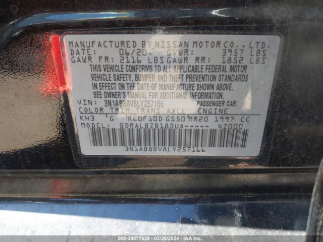 3N1AB8BV8LY257166 Nissan Sentra S Xtronic Cvt