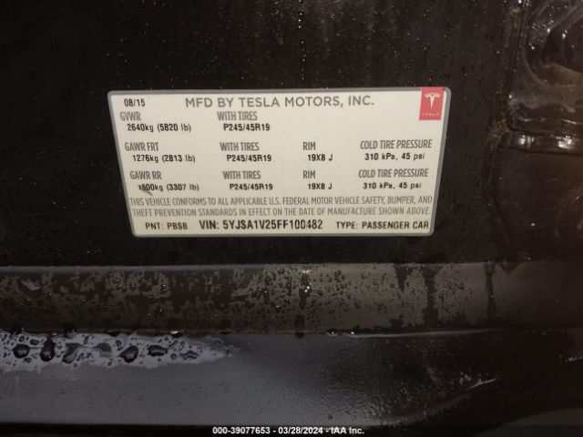 5YJSA1V25FF100482 Tesla Model S 70d/85d/p85d