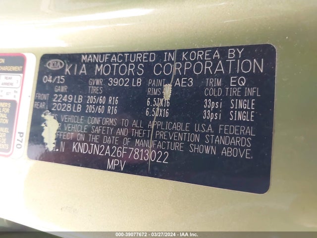 KIA Soul 2015 KNDJN2A26F7813022 Image 9