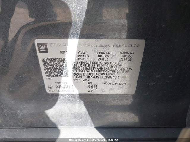 Chevrolet TRAX LS 2020 3GNCJKSB9LL196474 Image 9