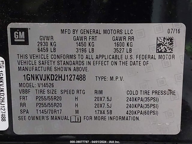 Chevrolet Traverse Premier 2017 1GNKVJKD2HJ127488 Image 9