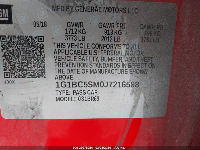 Chevrolet Cruze Ls Auto 2018 1G1BC5SM0J7216588 Image 9