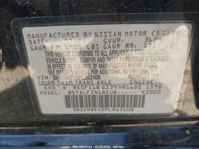 3N1CN8EV2PL863108 Nissan Versa 1.6 Sv Xtronic Cvt