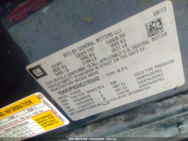 1GKKVPKD8EJ185942 GMC Acadia Sle-2