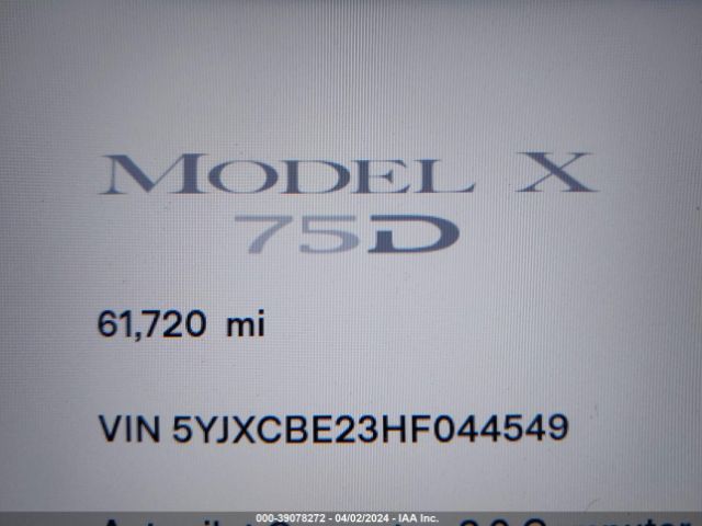 5YJXCBE23HF044549 Tesla Model X 100d/75d/90d