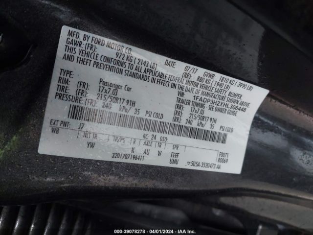 1FADP3H2XHL306448 Ford FOCUS SEL