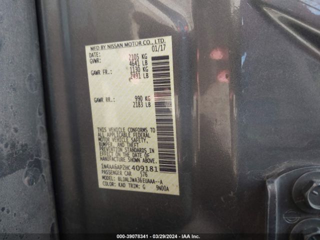 1N4AA6AP2HC409181 Nissan Maxima 3.5 Sv