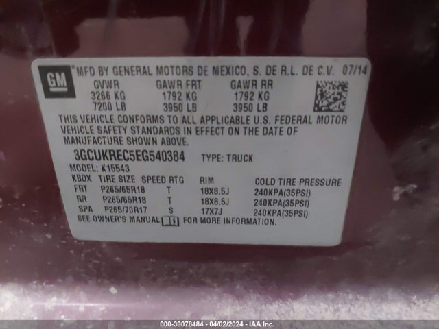 Chevrolet Silverado 1500 1lt 2014 3GCUKREC5EG540384 Image 9