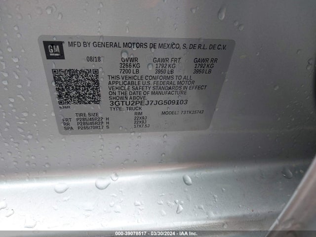 GMC Sierra 1500 Denali 2018 3GTU2PEJ7JG509103 Image 9