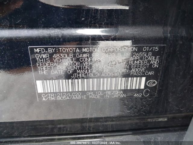 JTHBE1BL2FA008481 Lexus GS 350