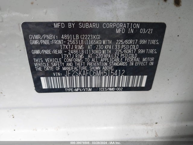 Subaru Forester Premium 2021 JF2SKAFC6MH515412 Image 9