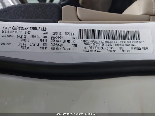 Jeep Grand Cherokee Limited 2014 1C4RJFBG1EC246319 Image 9