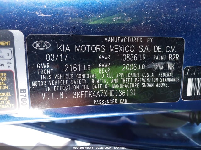 KIA FORTE LX 2017 3KPFK4A7XHE136131 Image 9