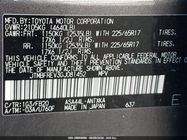 Toyota RAV4 LE 2016 JTMBFREV3GJ081452 Image 9