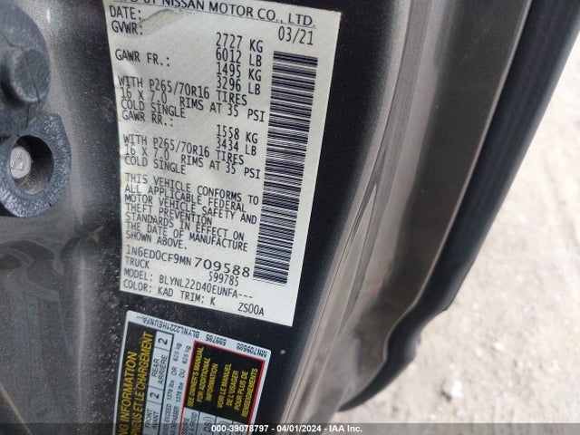 Nissan Frontier King Cab Sv 4x4 2021 1N6ED0CF9MN709588 Image 9