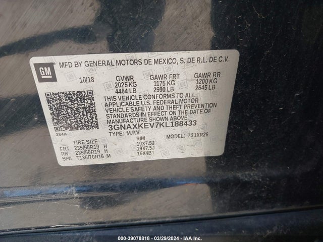 Chevrolet EQUINOX LT 2019 3GNAXKEV7KL188433 Image 9