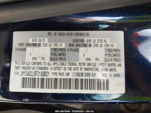 Mazda Mazda5 Touring 2015 JM1CW2CL6F0189601 Image 9
