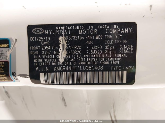 Hyundai Palisade Sel 2020 KM8R44HE1LU081408 Image 9