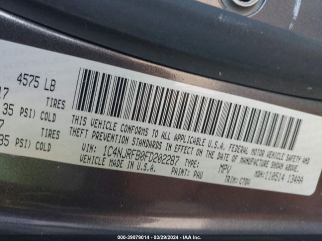 1C4NJRFB0FD202287 Jeep Patriot Latitude